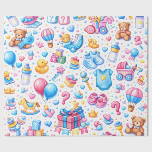 Pastel Blue Pink Toys Geschenkpapier (Flach)