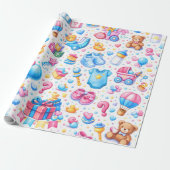 Pastel Blue Pink Toys Geschenkpapier (Ungerollt)