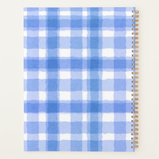 Pastel Blue Plaid Custom Planner Planer (Rückseite)