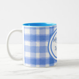 Pastel Blue Plaid Custom  Zweifarbige Tasse