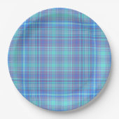 Pastel Blue Plaid Pappteller (Vorderseite)