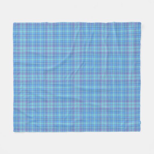 Pastel Blue Plaid Pattern Fleecedecke (Vorderseite (Horizontal))