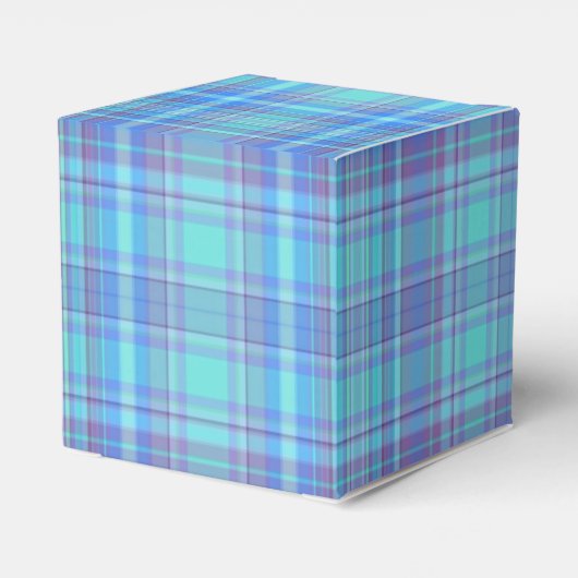 Pastel Blue Plaid Pattern Geschenkschachtel (Rückseite)
