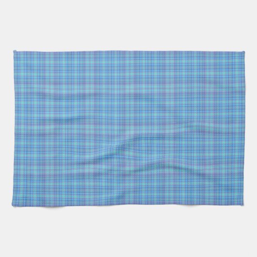 Pastel Blue Plaid Pattern Geschirrtuch (Horizontal)