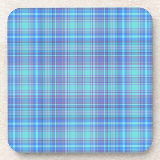 Pastel Blue Plaid Pattern Getränkeuntersetzer (Vorderseite)