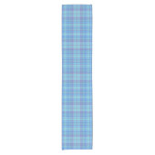Pastel Blue Plaid Pattern Kurzer Tischläufer (Vorderseite)