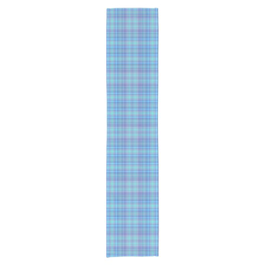Pastel Blue Plaid Pattern Kurzer Tischläufer (Vorderseite)