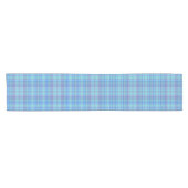 Pastel Blue Plaid Pattern Kurzer Tischläufer (Horizontal)