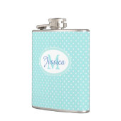 Pastel Blue Polka Dot Personalisiert Flachmann (Links)