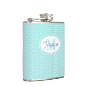 Pastel Blue Polka Dot Personalisiert Flachmann (Rechts)