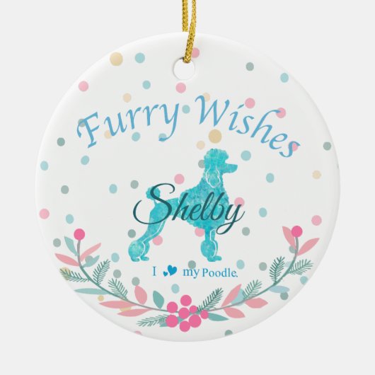 Pastel Blue Poodle - Custom Photo & Name Keramik Ornament (Vorne)