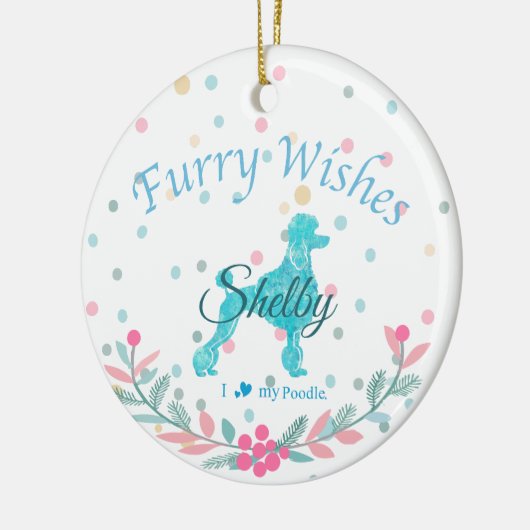 Pastel Blue Poodle - Custom Photo & Name Keramik Ornament (Links)