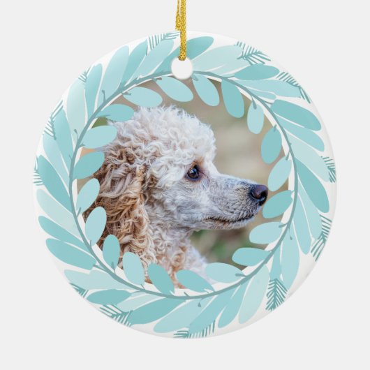 Pastel Blue Poodle - Custom Photo & Name Keramik Ornament (Hinten)