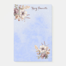 Pastel Blue Pretty Floral Custom Post-it Notes Klebezettel