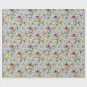 Pastel Blue Queen Bee, Honeycomb & Exotic Blume Geschenkpapier (Flach)