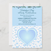 Pastel Blue Raining Hearts Valentine's Day Party Einladung (Vorderseite)