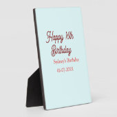 Pastel blue red happy 16th birthday name date eleg fotoplatte (Seite)