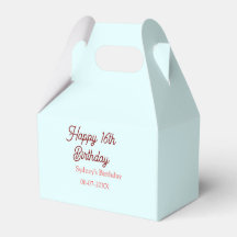 Pastel blue red happy 16th birthday name date eleg