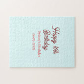 Pastel blue red happy 16th birthday name date eleg puzzle (Horizontal)