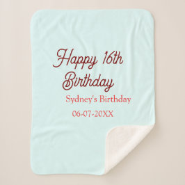 Pastel blue red happy 16th birthday name date eleg sherpadecke