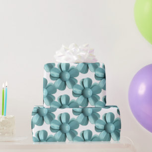 Pastel Blue Retro Daisy MOD Blume Blossom Geschenkpapier