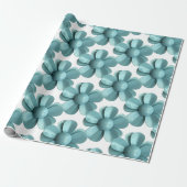 Pastel Blue Retro Daisy MOD Blume Blossom Geschenkpapier (Ungerollt)