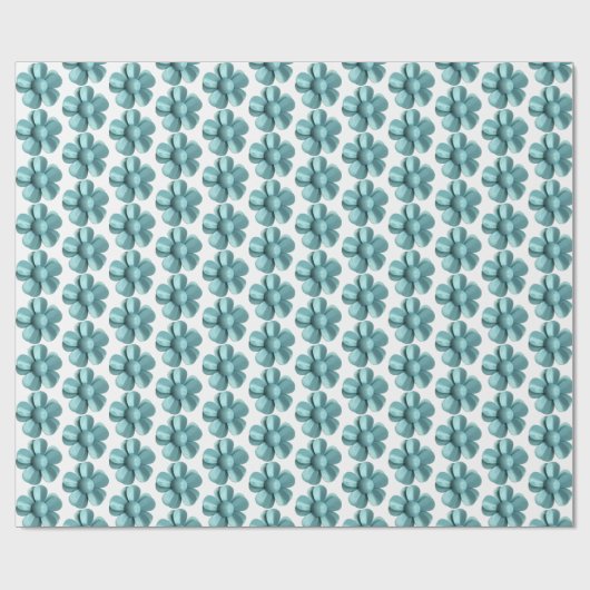 Pastel Blue Retro Daisy MOD Blume Wedding MCM Geschenkpapier (Flach)