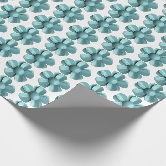 Pastel Blue Retro Daisy MOD Blume Wedding MCM Geschenkpapier (Ecke)