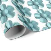 Pastel Blue Retro Daisy MOD Blume Wedding MCM Geschenkpapier (Rolleneckpunkt)