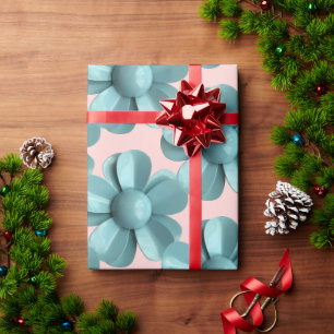 Pastel Blue Retro Daisy MOD Blume Wedding Pink Geschenkpapier