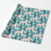 Pastel Blue Retro Daisy MOD Blume Wedding Pink Geschenkpapier (Ungerollt)