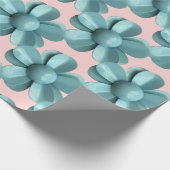 Pastel Blue Retro Daisy MOD Blume Wedding Pink Geschenkpapier (Ecke)