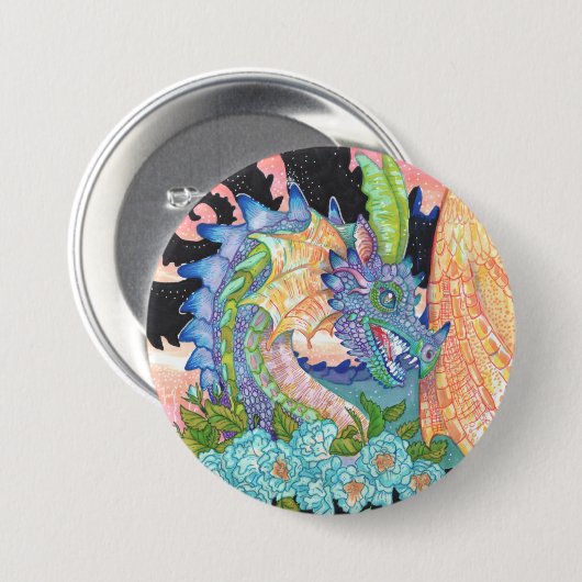 Pastel Blue Rose Dragon Button (Vorne & Hinten)