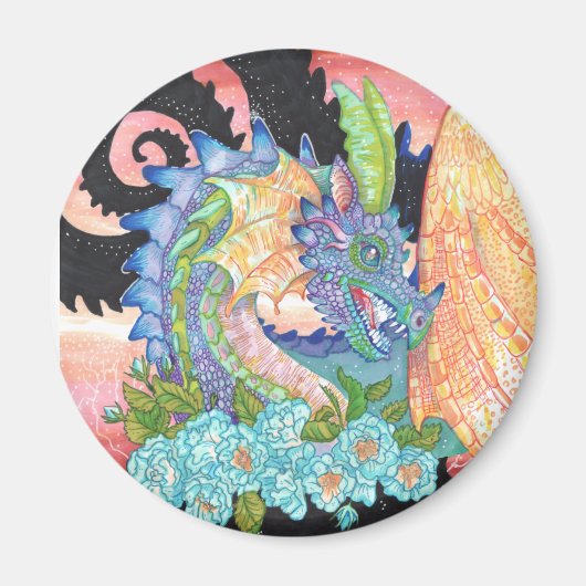 Pastel Blue Rose Dragon Magnet (Vorne)