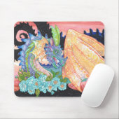 Pastel Blue Rose Dragon Mousepad (Mit Mouse)