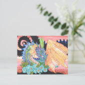 Pastel Blue Rose Dragon Postcard Postkarte (Stehend Vorderseite)
