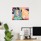 Pastel Blue Rose Dragon Poster (Heimbüro)