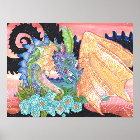 Pastel Blue Rose Dragon Poster (Vorne)