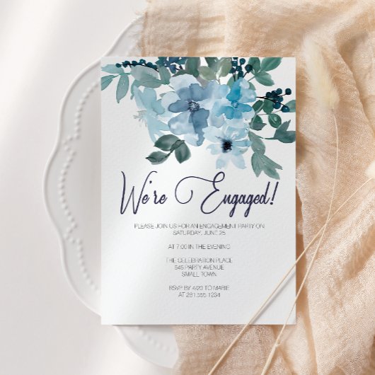 Pastel Blue Rose hinzufügen Fotobindungspartei Einladung