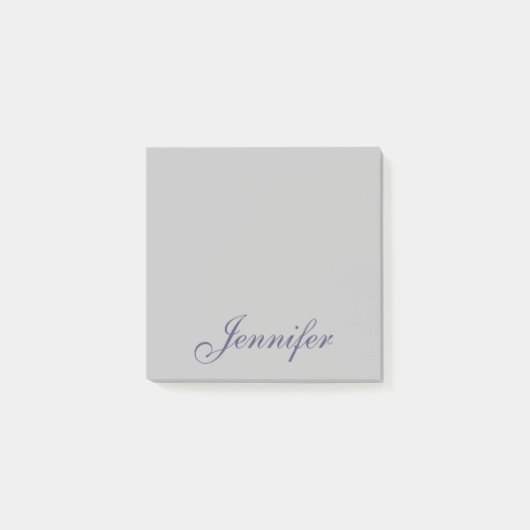 Pastel Blue Script Monogram Name Post-it Klebezettel (Vorderseite)