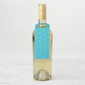 Pastel Blue Seashell Silhouette Diagonal Lines Art Flaschenanhänger (Auf Flasche)