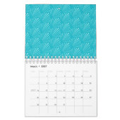 Pastel Blue Seashell Silhouette Diagonal Lines Kalender (Mär 2027)