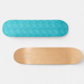 Pastel Blue Seashell Silhouette Diagonal Lines Skateboard (Horizontal)