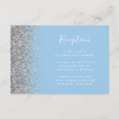 Pastel Blue Silver Glitzer Hochzeitsempfang Enclo Begleitkarte (Vorderseite)