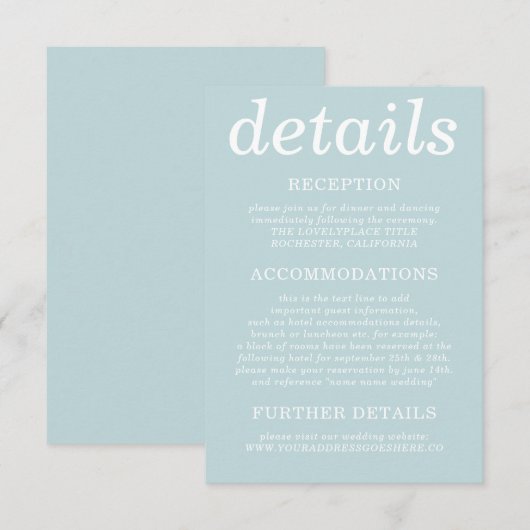 Pastel Blue Simple modern Einladung (Vorne/Hinten)