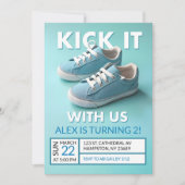 Pastel Blue Sneaker 2. Geburtstagskinder Einladung (Vorderseite)