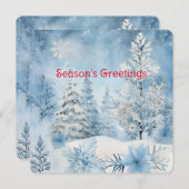 Pastel Blue Snow Forest Scene Weihnachten (Vorne/Hinten)