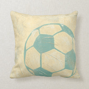 Pastel Blue Soccer Ball von Chariklia Zarris Kissen
