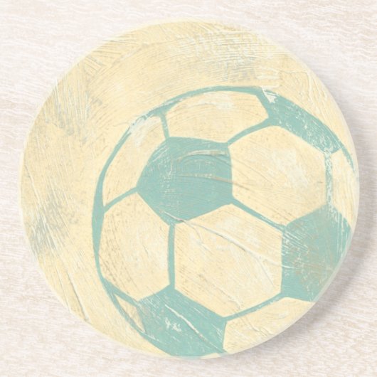 Pastel Blue Soccer Ball von Chariklia Zarris Sandstein Untersetzer (Vorne)