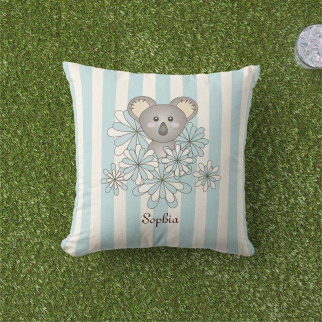 Pastel Blue Stripe Niedlich Baby Koala Bear Kinder Kissen (Golfball-Marker)